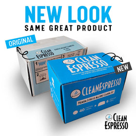 Close-up of a 2g CleanEspresso tablet for strong Breville cleaning cycles.
