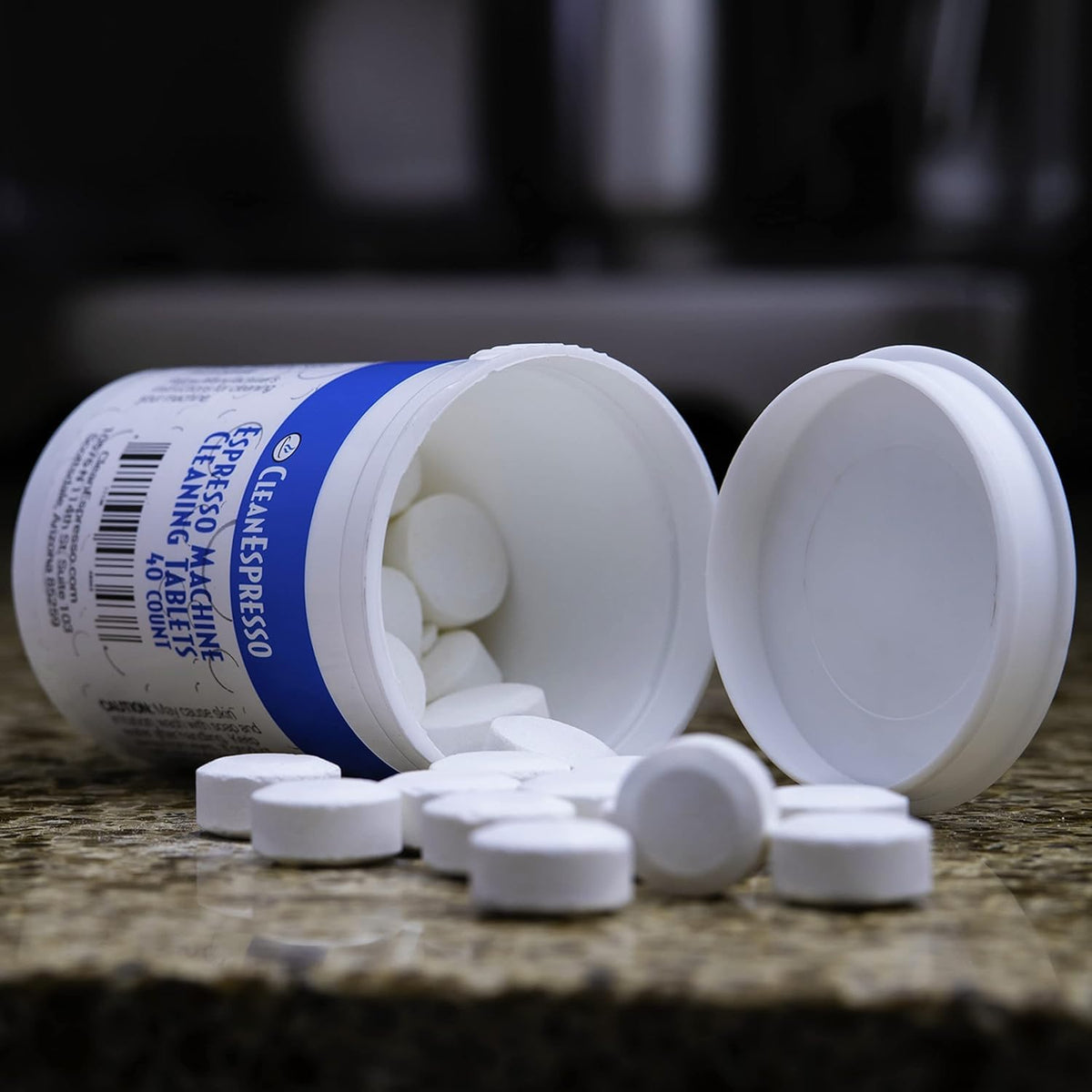 CleanEspresso Breville cleaning tablets back-pack shot demonstrates easy replacement and compatibility.