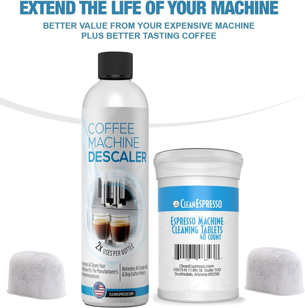 Espresso machine in use with CleanEspresso care for consistent flavor