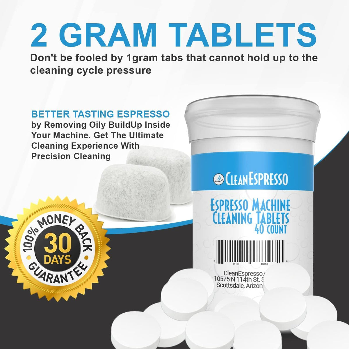 CleanEspresso tablets dissolving action cleansing the Breville machine interior