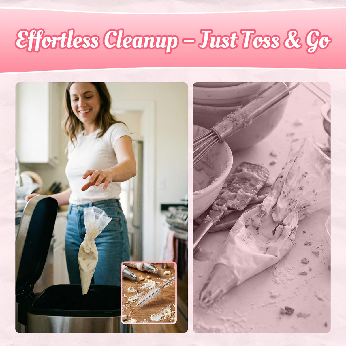 CLEANGOR beginner-to-pro decorating kit showcases versatility for cakes, cupcakes, and cookies.