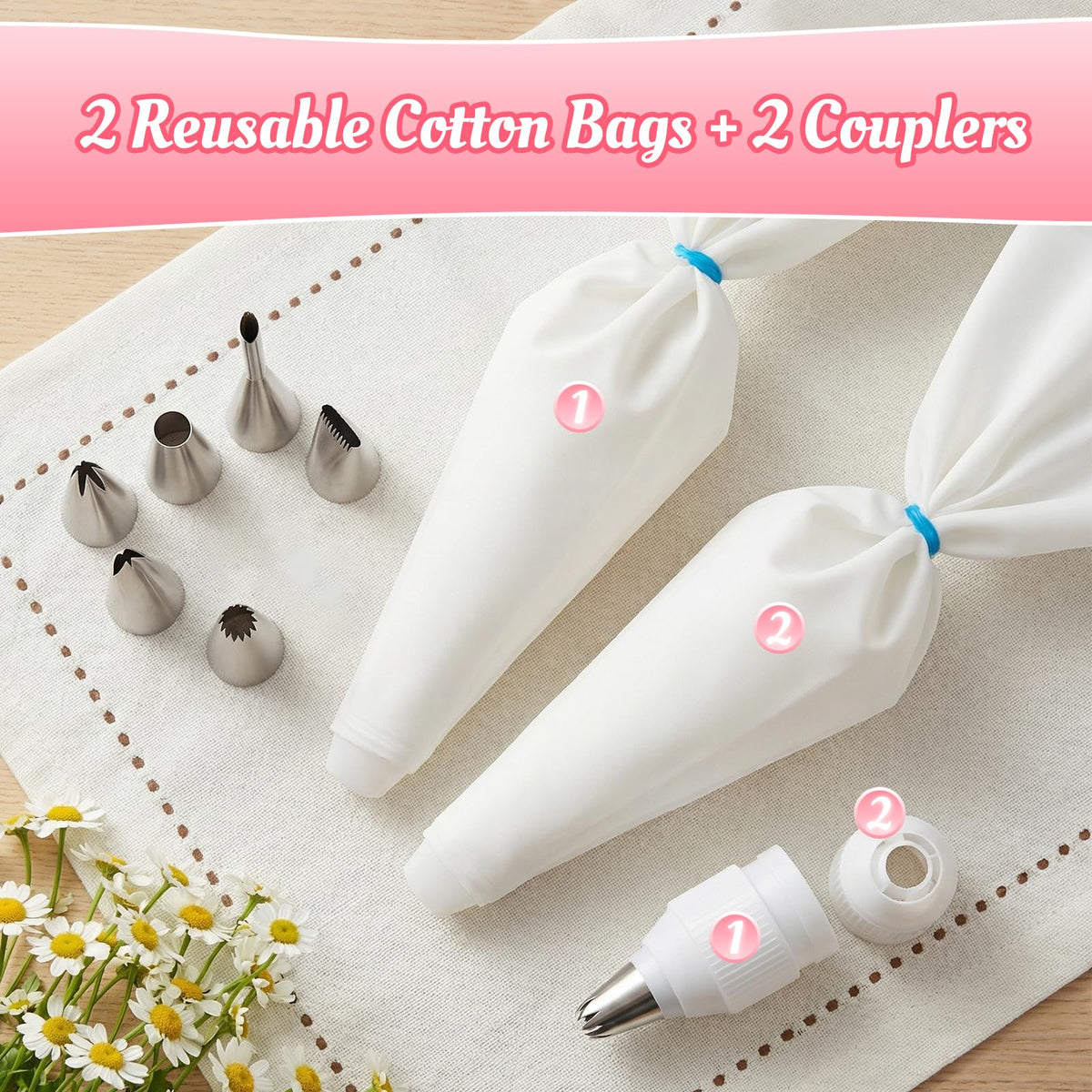 CLEANGOR frosting couplers allow quick tip changes for multi-color projects.