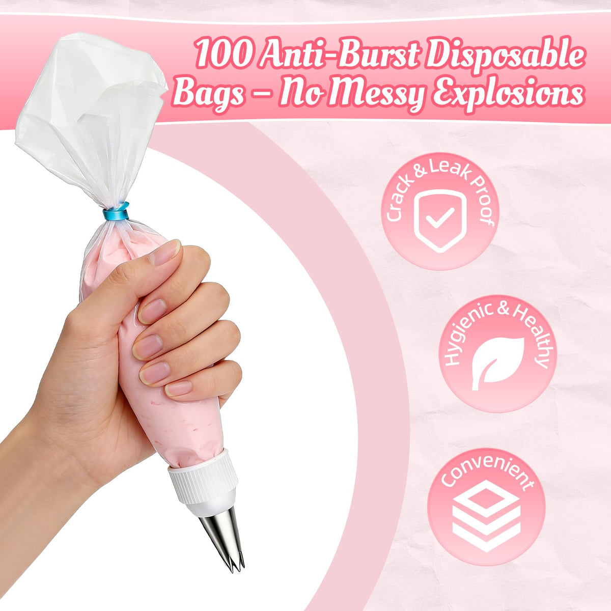 CLEANGOR silicone icing bag ties keep bags sealed between uses.