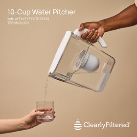 Clearly Filtered No.1 Pitcher with easy hinge fill lid for quick refills.