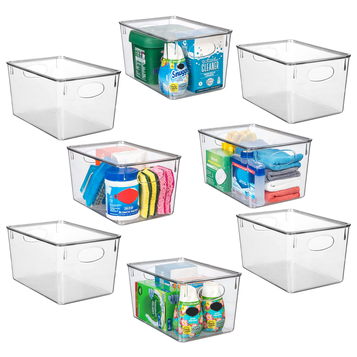 ClearSpace bins with lids front view, easy access and organization in the kitchen