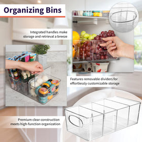 ClearSpace cabinet organizer bin with adjustable dividers for tidy shelves