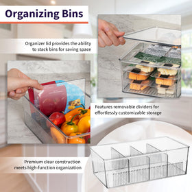 ClearSpace cabinet storage bin with lid for tidy shelves