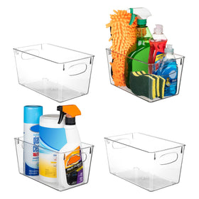 ClearSpace clear plastic storage bin with built-in handles for easy transport and pantry use.
