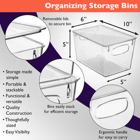 CLEARSPACE fridge storage bin with lid keeps contents visible and fresh.