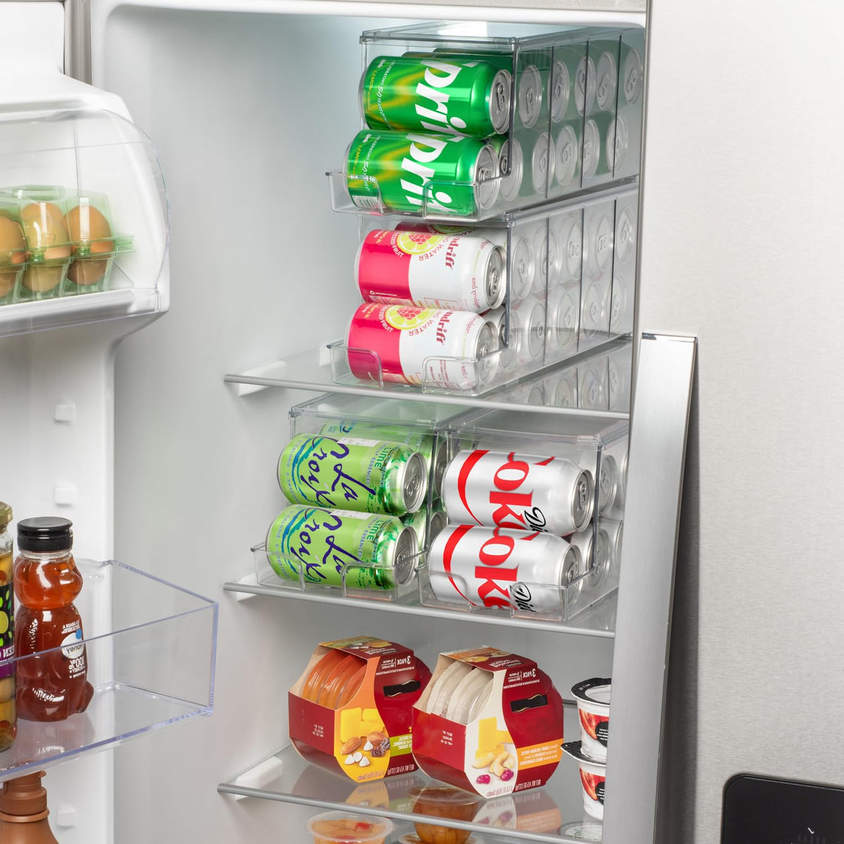ClearSpace organizer with lid prevents spills and supports stable stacking.
