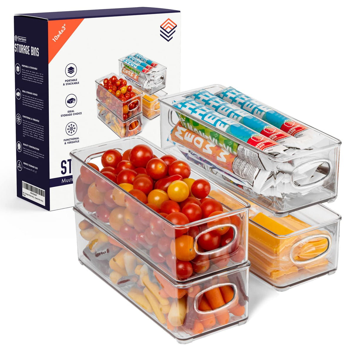 ClearSpace pantry bin with stackable design for efficient kitchen storage.