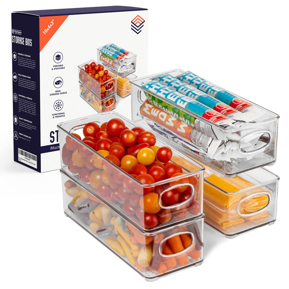 ClearSpace pantry bin with stackable design for efficient kitchen storage.