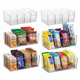 ClearSpace pantry organizer bin with removable dividers for flexible snack sorting