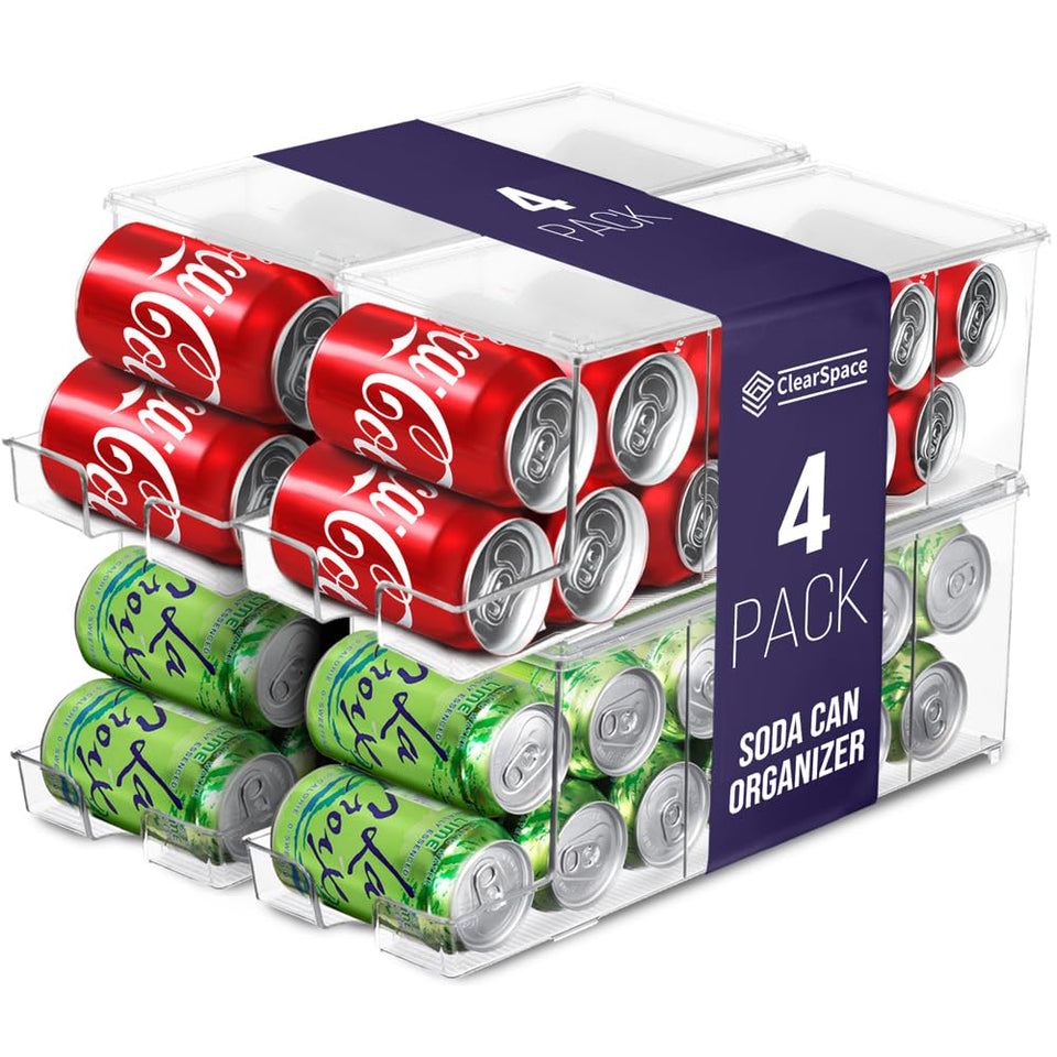ClearSpace soda can organizer front view keeps beverages organized and accessible.