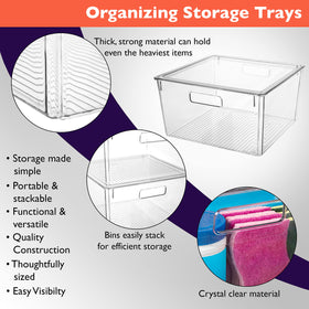 CLEARSPACE transparent storage bin with built in handles for portable organizing
