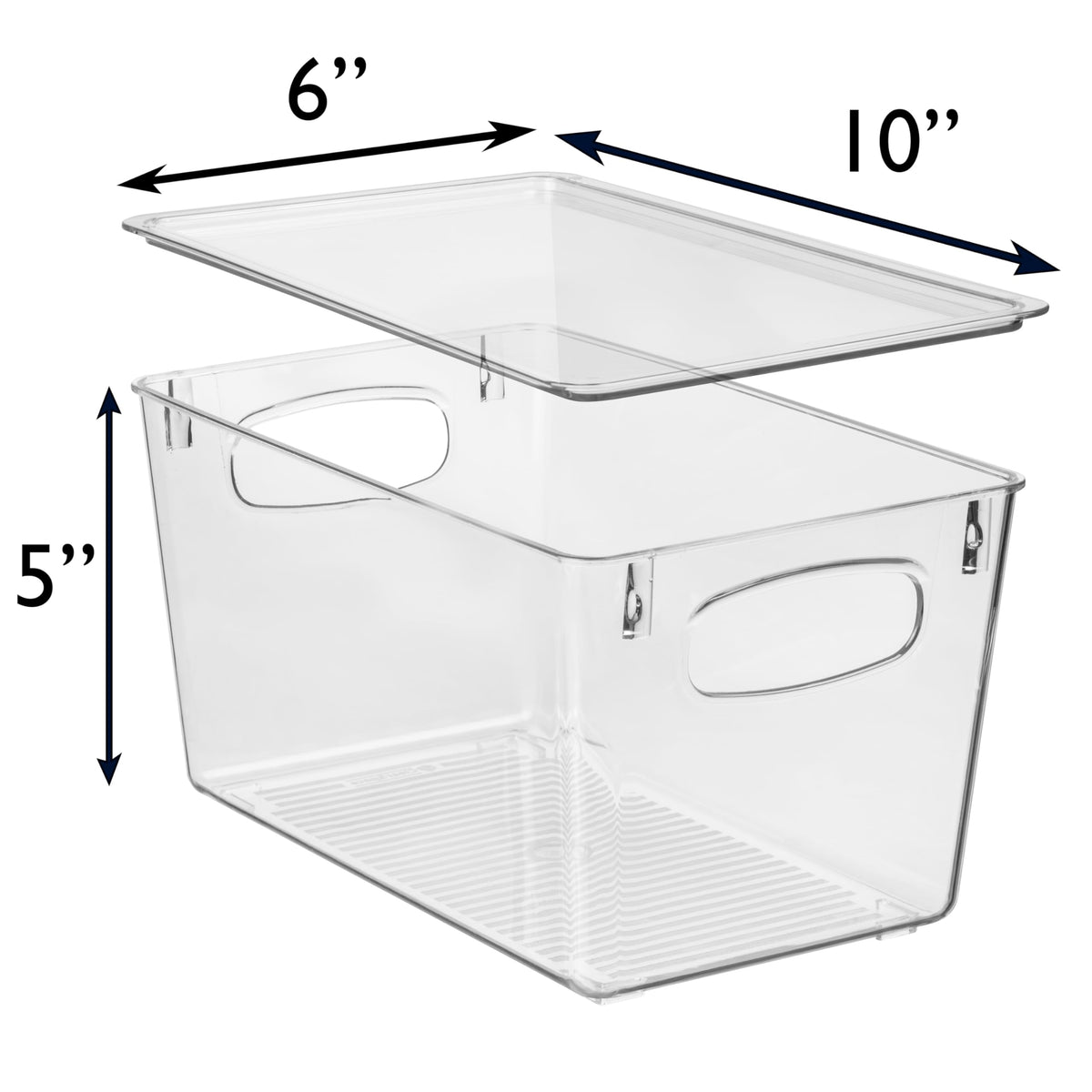 ClearSpace stackable storage bin neatly stacked on base feet.