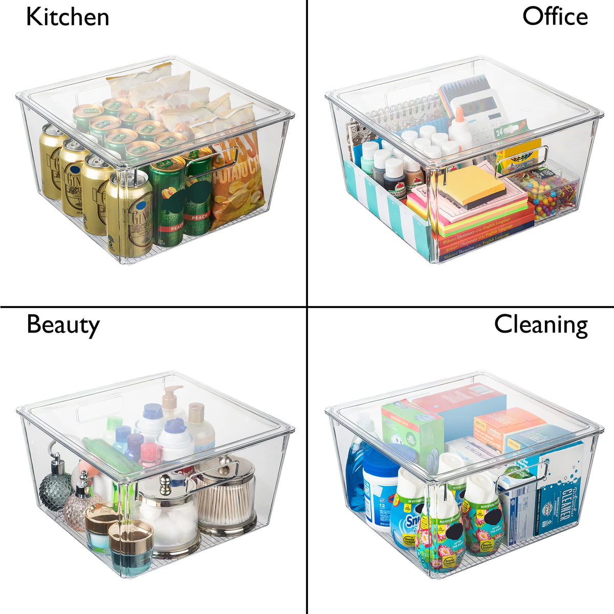 CLEARSPACE clear plastic bin for cabinet organization and toy room storage