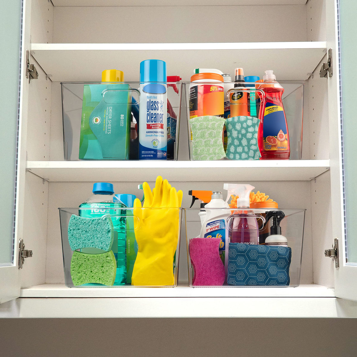 ClearSpace XL bin with built-in handles for easy transport and flexible placement.