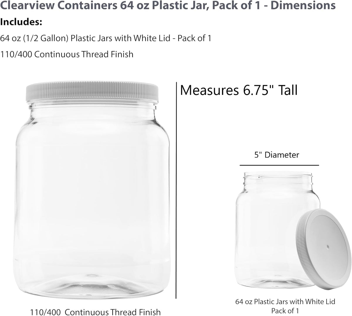 CLEARVIEW CONTAINERS BPA-free plastic jar keeps ingredients fresh