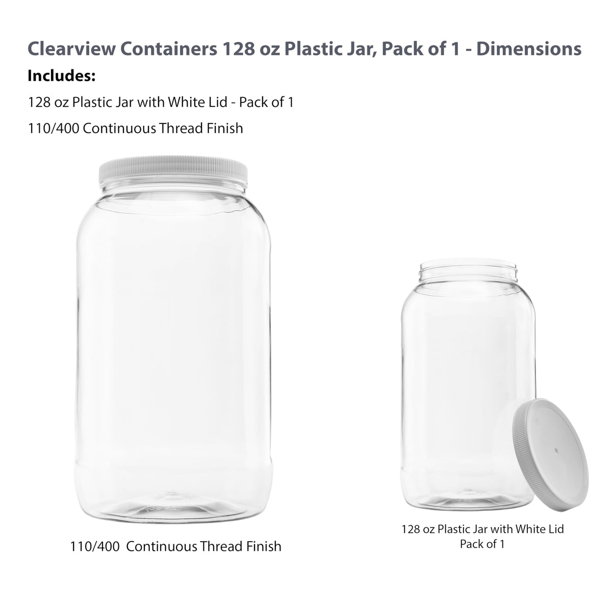 CLEARVIEW CONTAINERS leak-proof lid on durable jar for long-term storage.