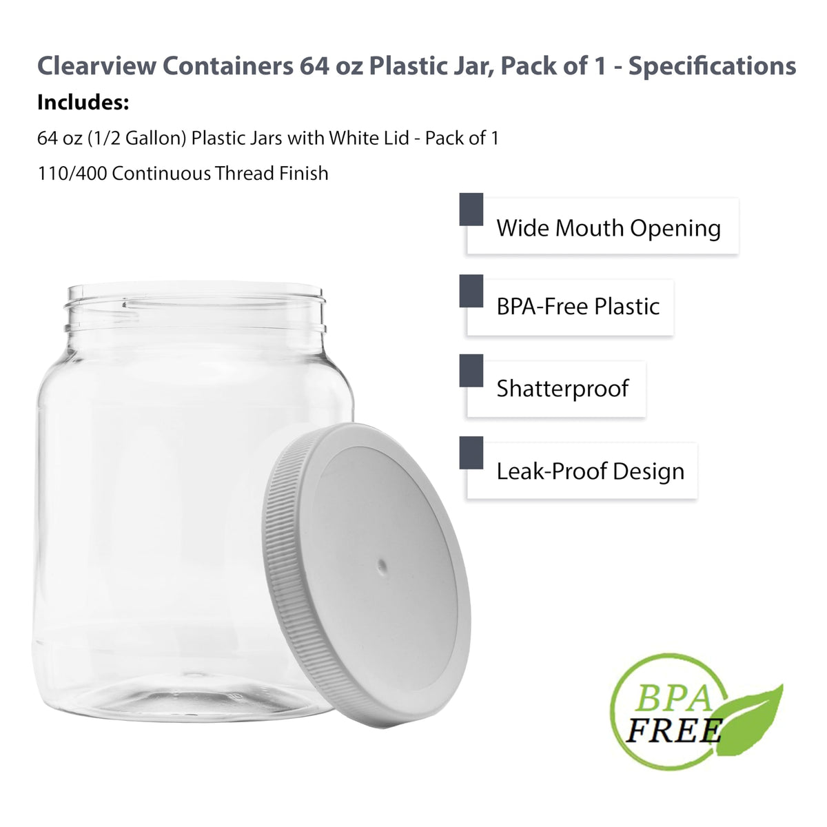 CLEARVIEW CONTAINERS white lid and seal for airtight storage