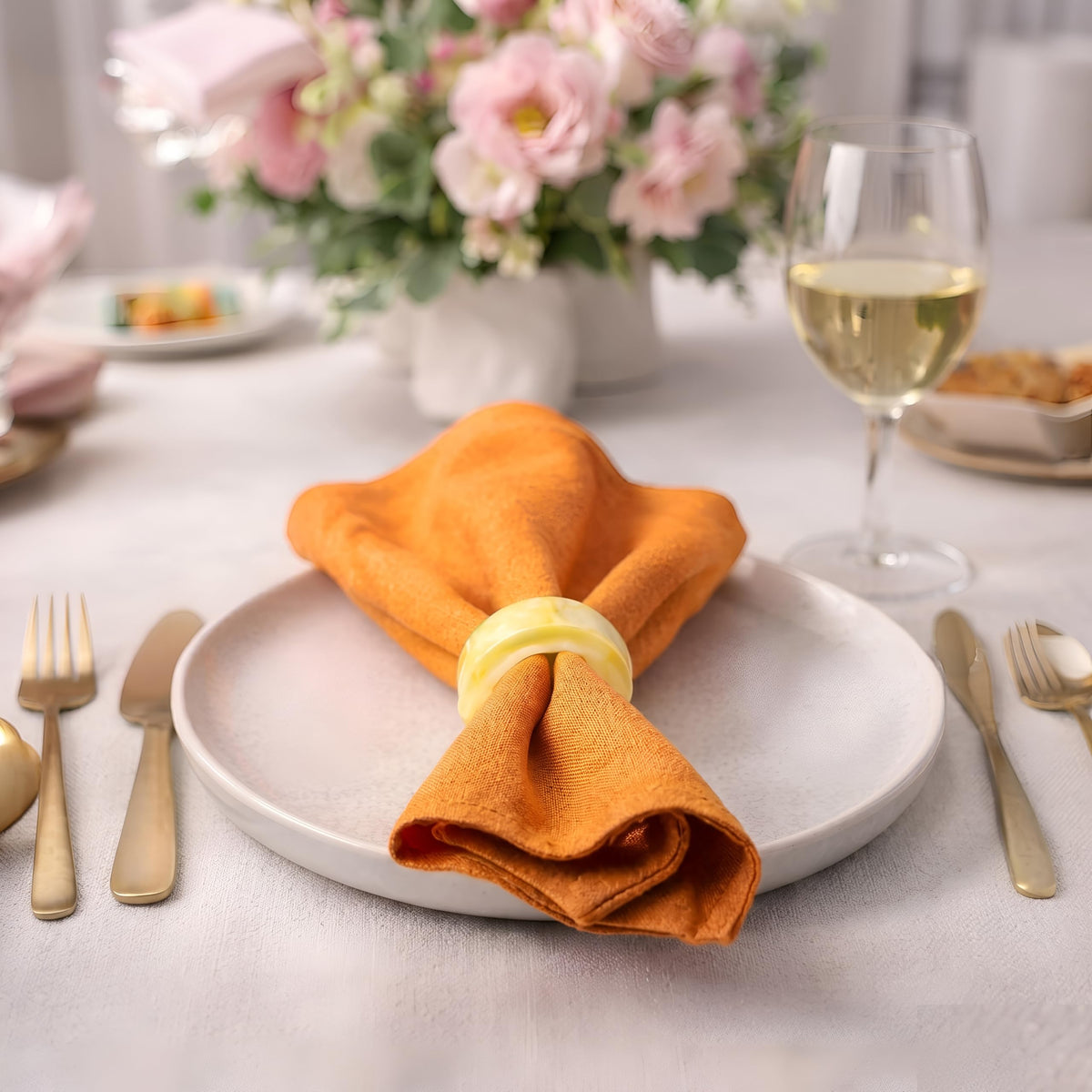 CLEENTABLE napkin ring set, 12-piece collection highlights color variety for coordinated hosting.