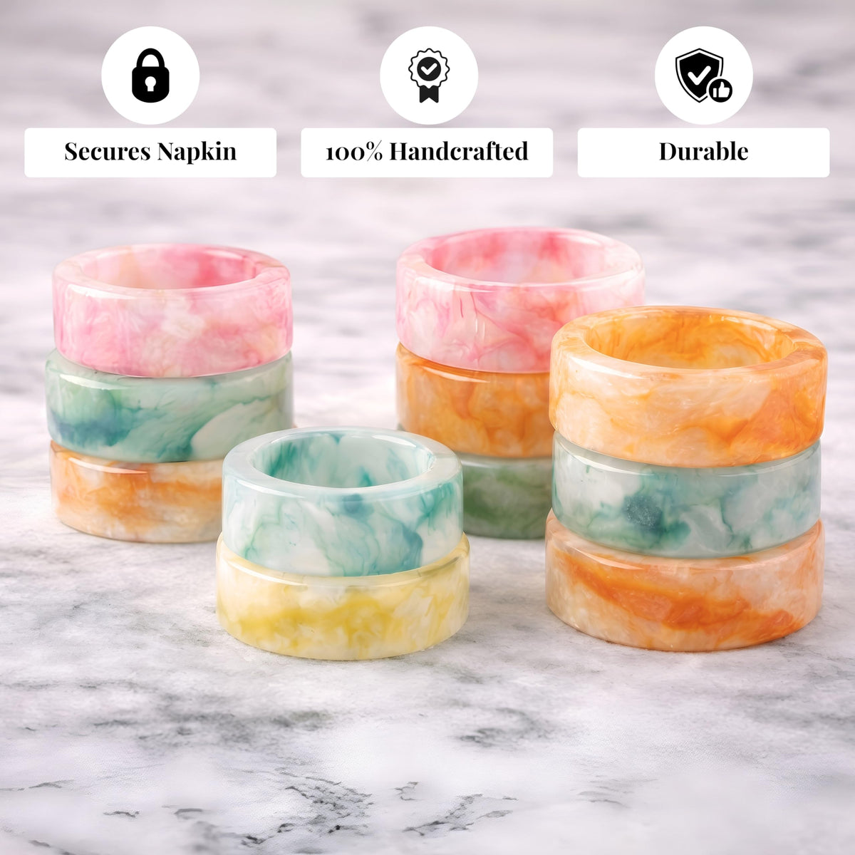 CLEENTABLE napkin ring with decorative edge showcases Art Deco-inspired charm at dinners.