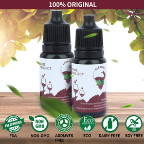 Clerona Wine Wand bottle setup with 2-3 drops per glass.