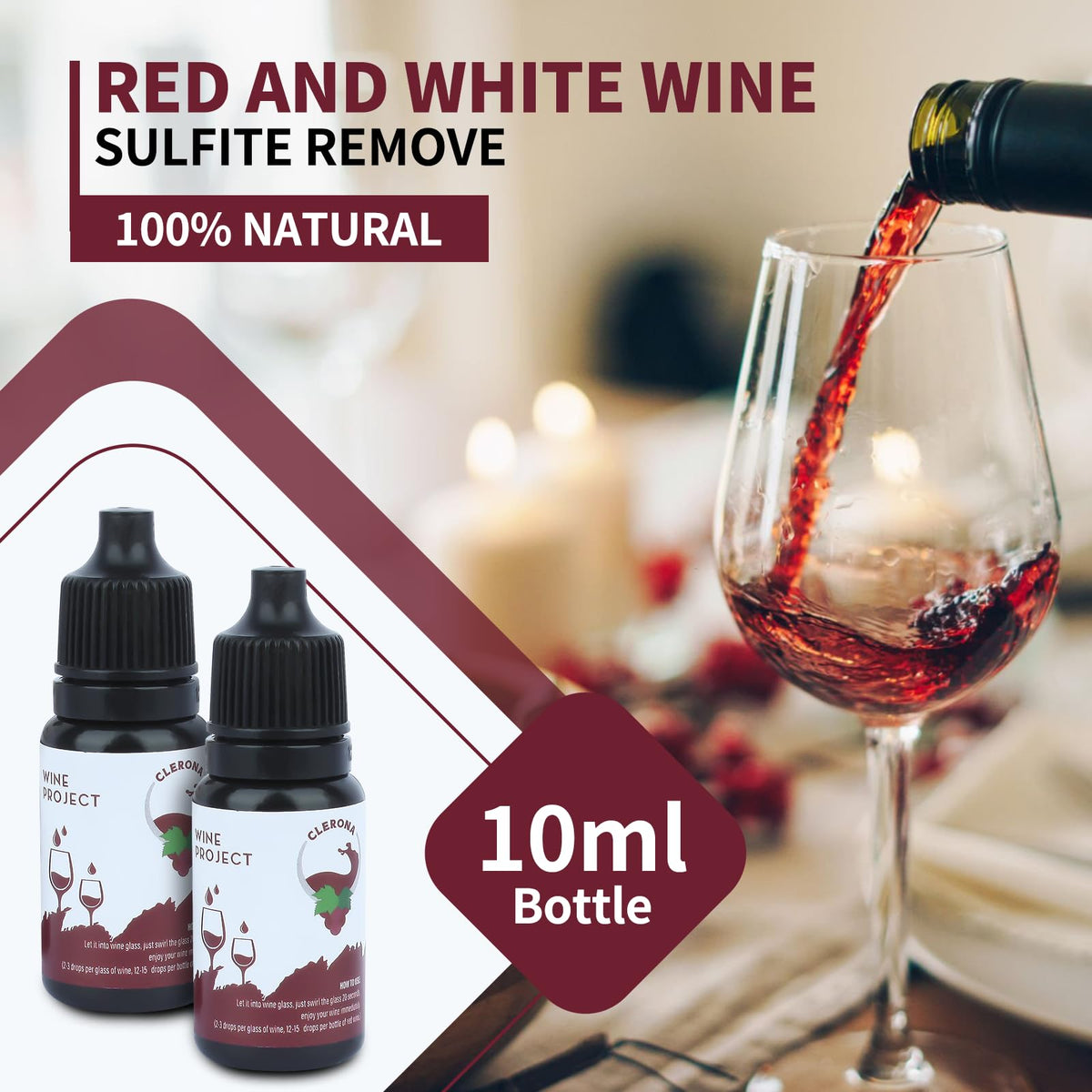 Clerona Wine Wand applied to red wine for histamine reduction.