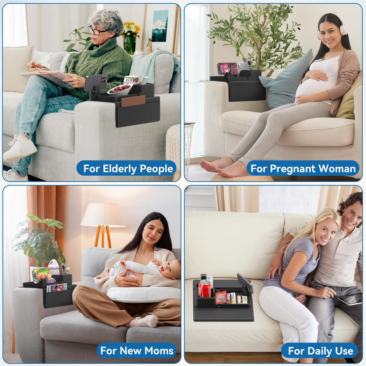 CLESOO armrest tray designed for wide sofa arms for easy access.
