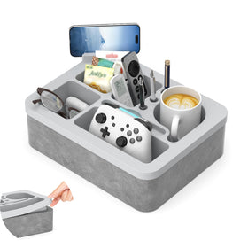 CLESOO couch cup holder tray with 360° swivel top for convenient viewing angles.