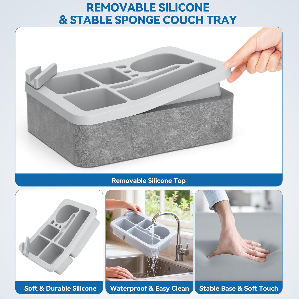 CLESOO couch cup holder tray durable, easy-clean materials for long-lasting use.