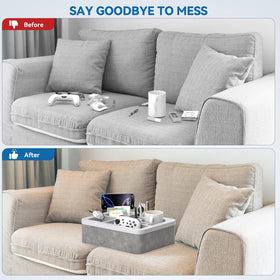 CLESOO couch cup holder tray soft sponge foam base safeguards your sofa.