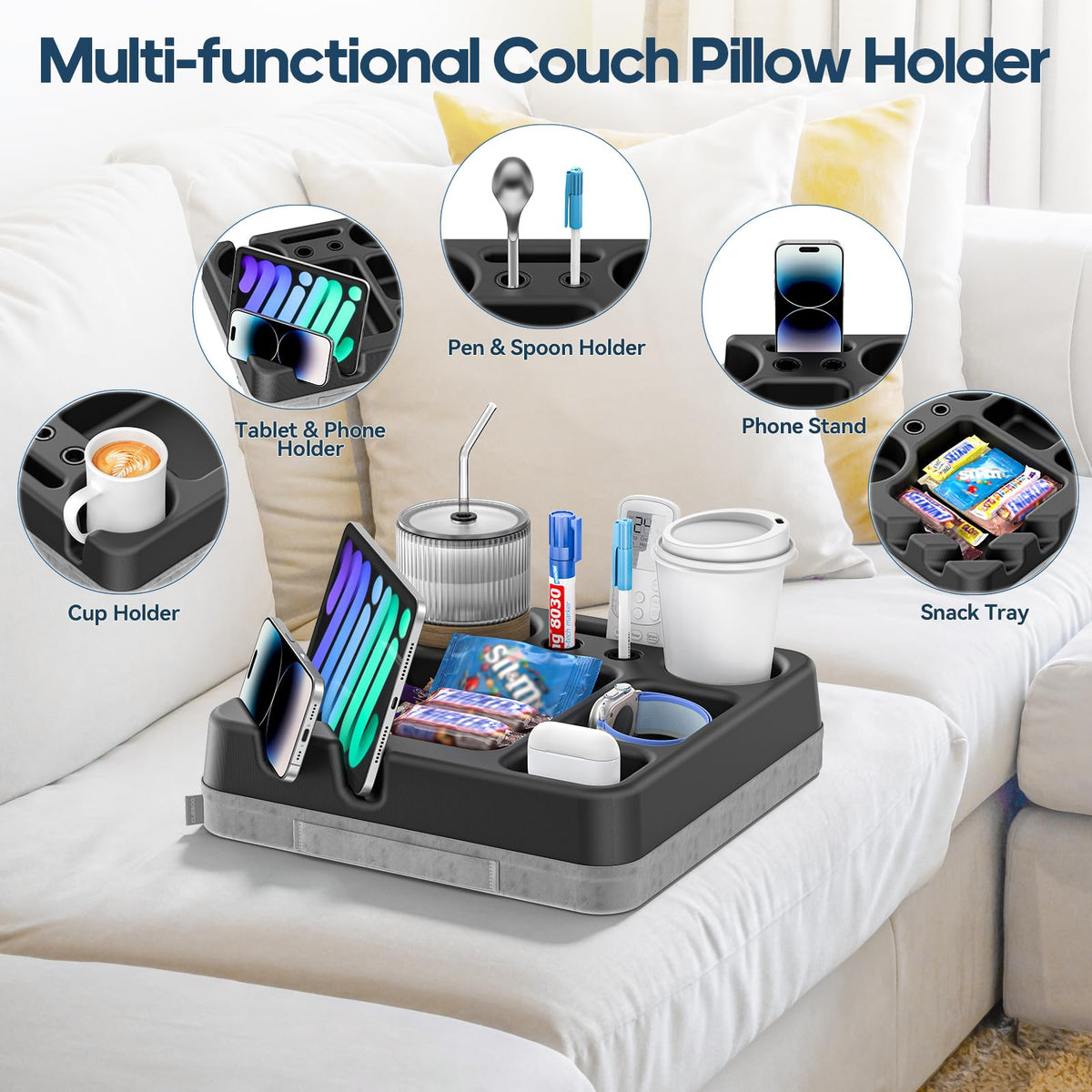CLESOO couch table with tablet slot keeps devices close during streaming.