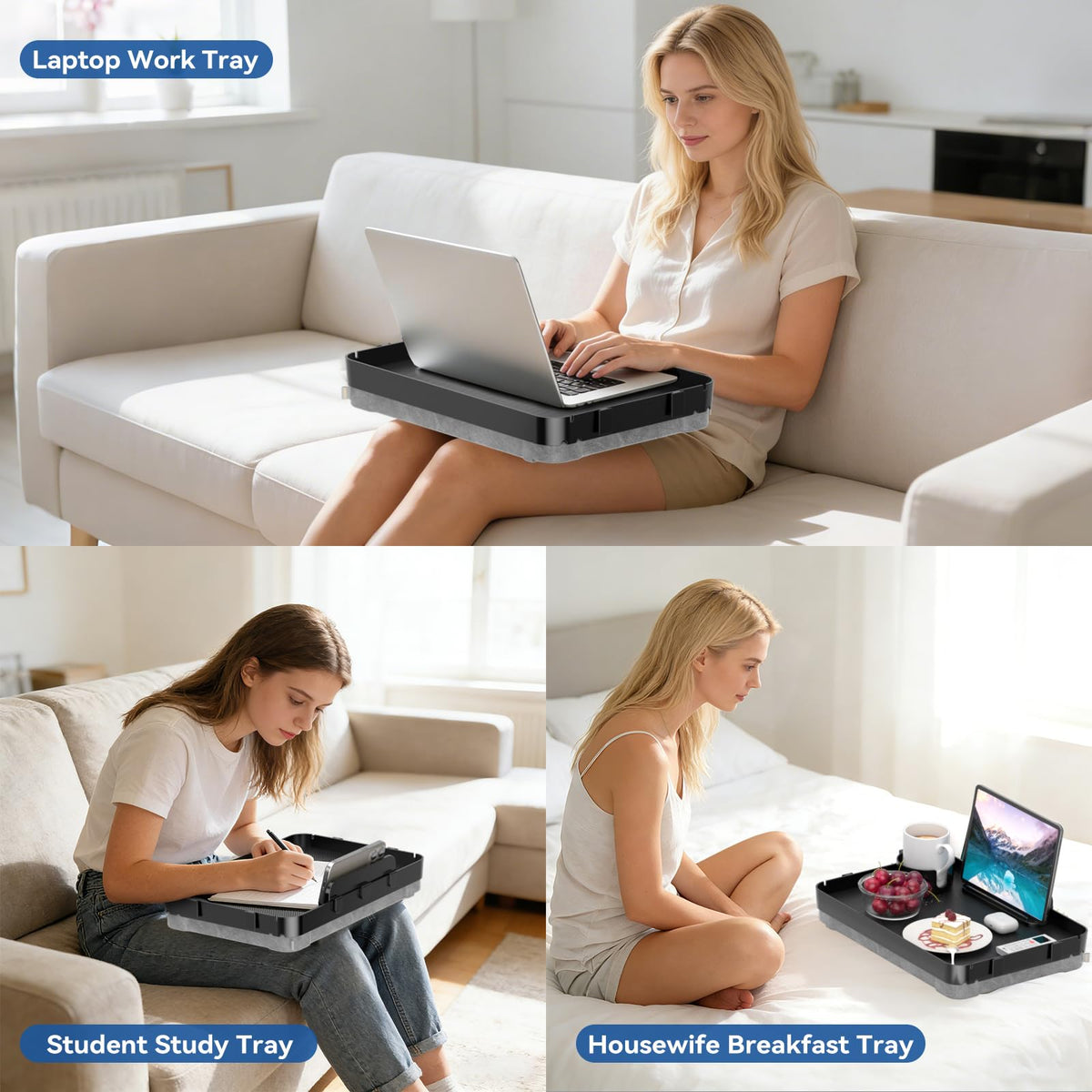 CLESOO 15.5-inch tray provides generous space for laptop or meals