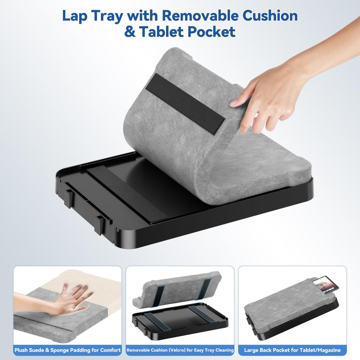 CLESOO non-slip surface prevents slips for stable laptop or meals