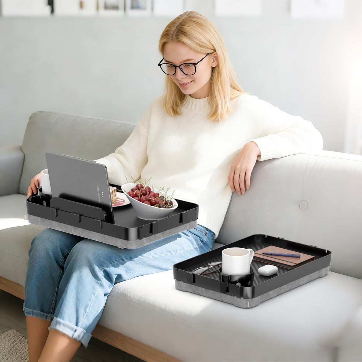 CLESOO versatile lap desk supports eating, gaming, and remote work