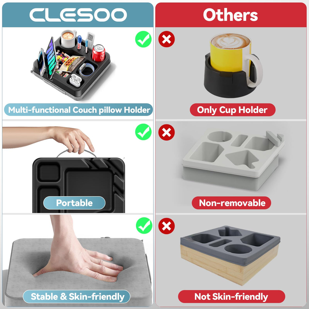 CLESOO remote holder keeps essential controls within arm's reach.