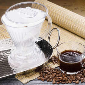 Clever coaster and lid setup keeps serving area tidy