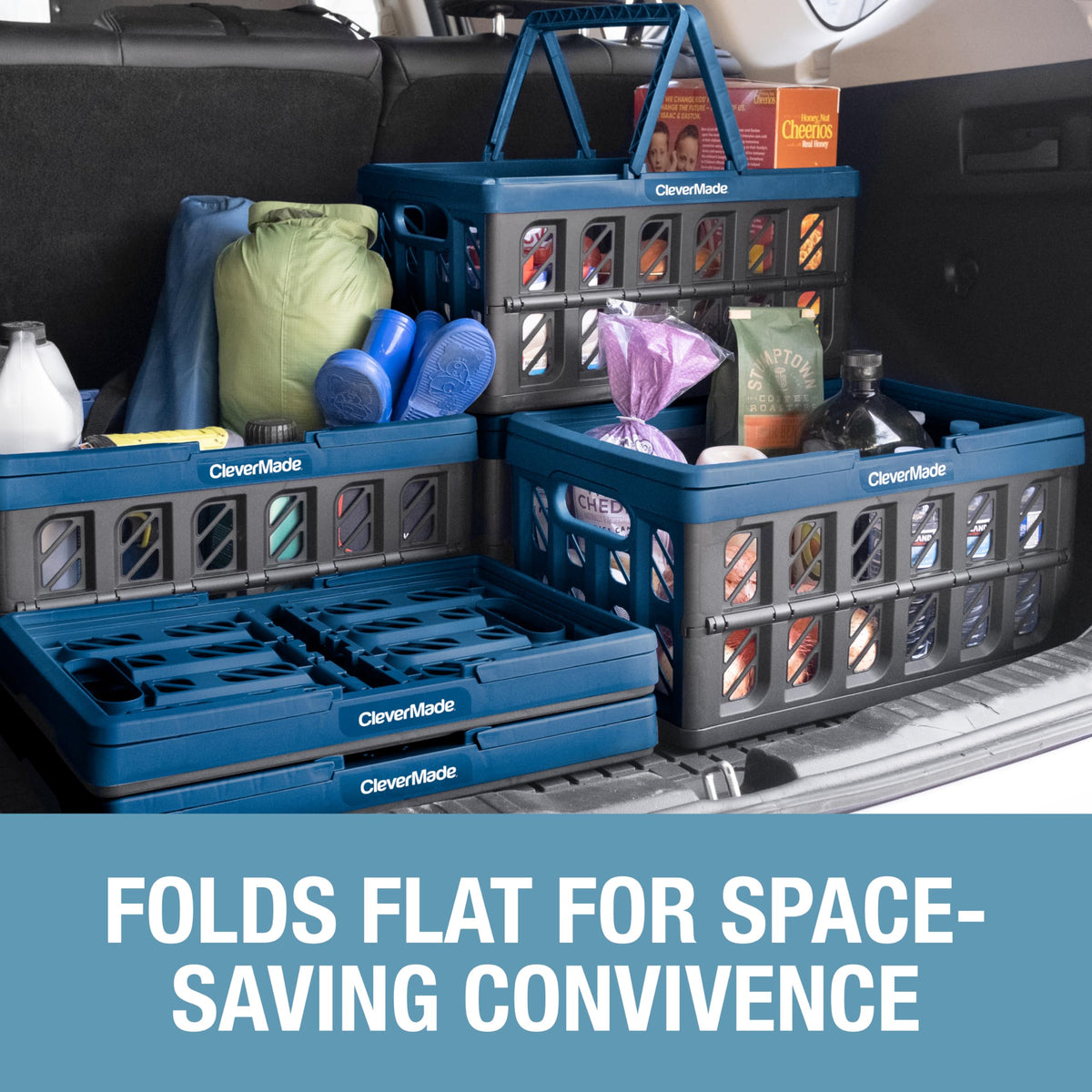 CleverMade basket folded flat for compact storage.
