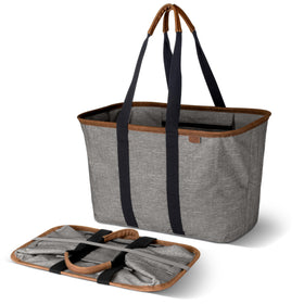 CleverMade Luxe Tote gray-black front view for reliable stand-up use
