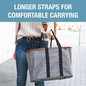 Travel-ready CleverMade Luxe Tote for car trips and errands
