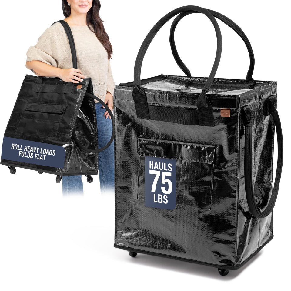 CleverMade Hauler 90L collapsed bag for compact apartment storage.