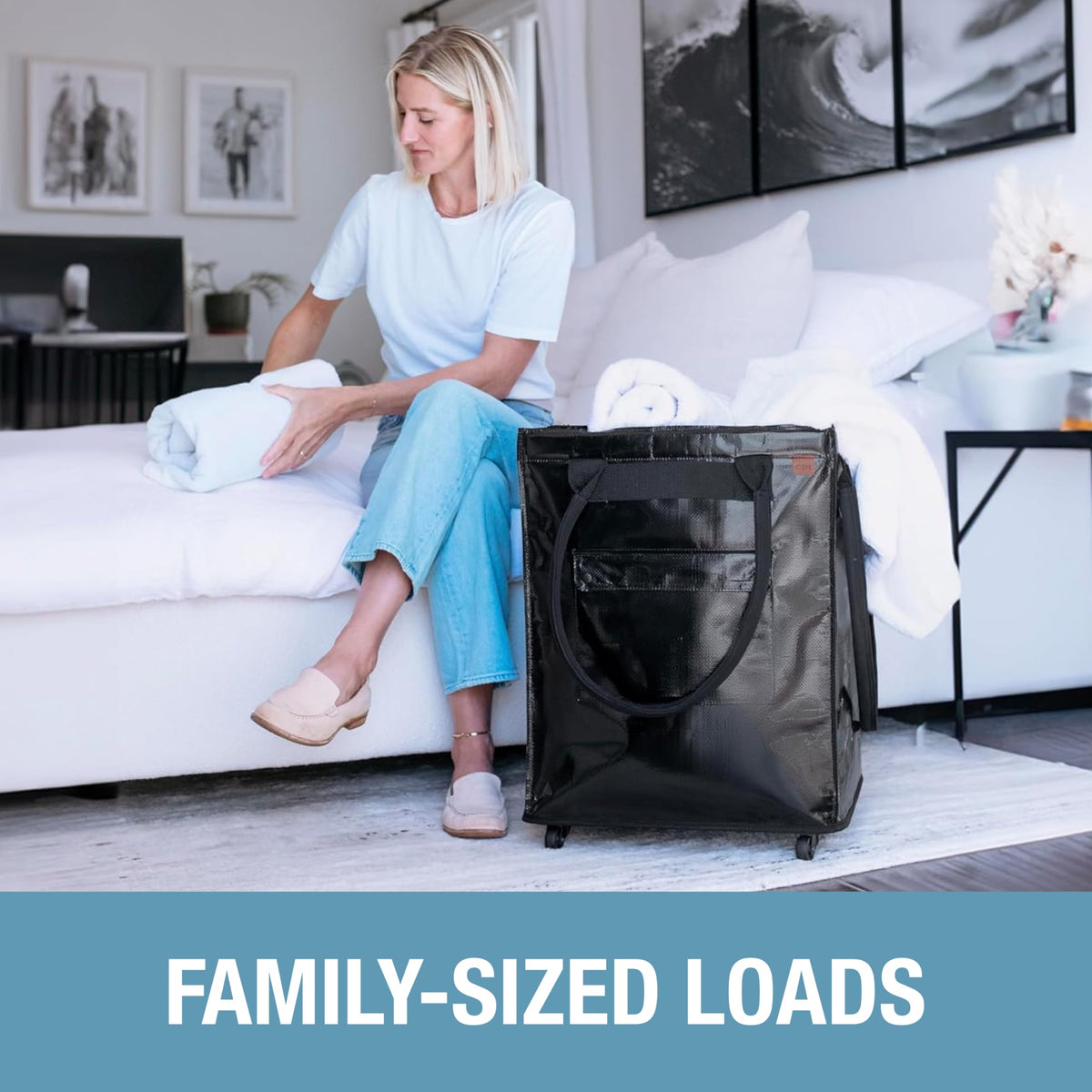 CleverMade Hauler 360-degree wheels glide smoothly through halls.
