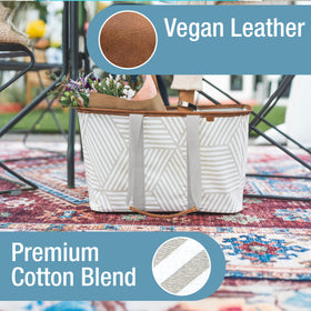 CleverMade Snapbasket LUXE open tote demonstrating generous opening for groceries and projects