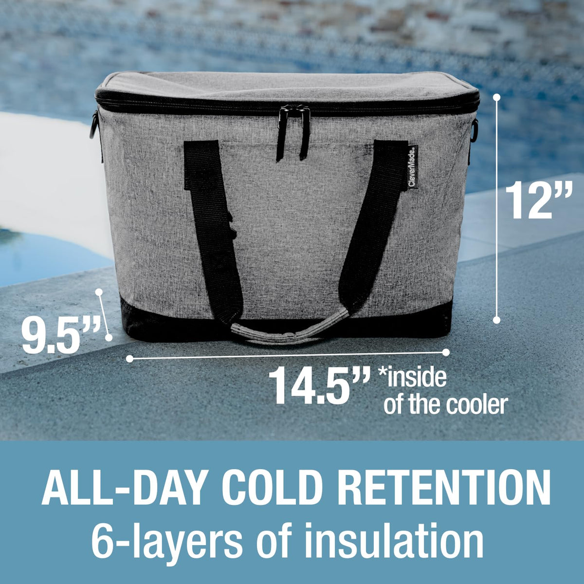 CleverMade Tahoe cooler stands upright for easy loading.