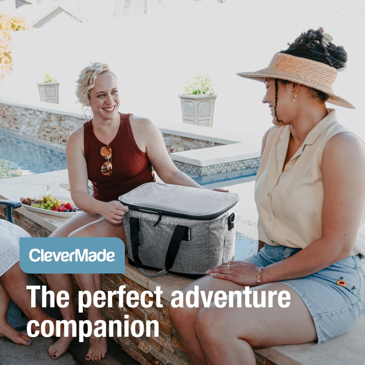 CleverMade Tahoe cooler features dual handles and shoulder strap for transport.