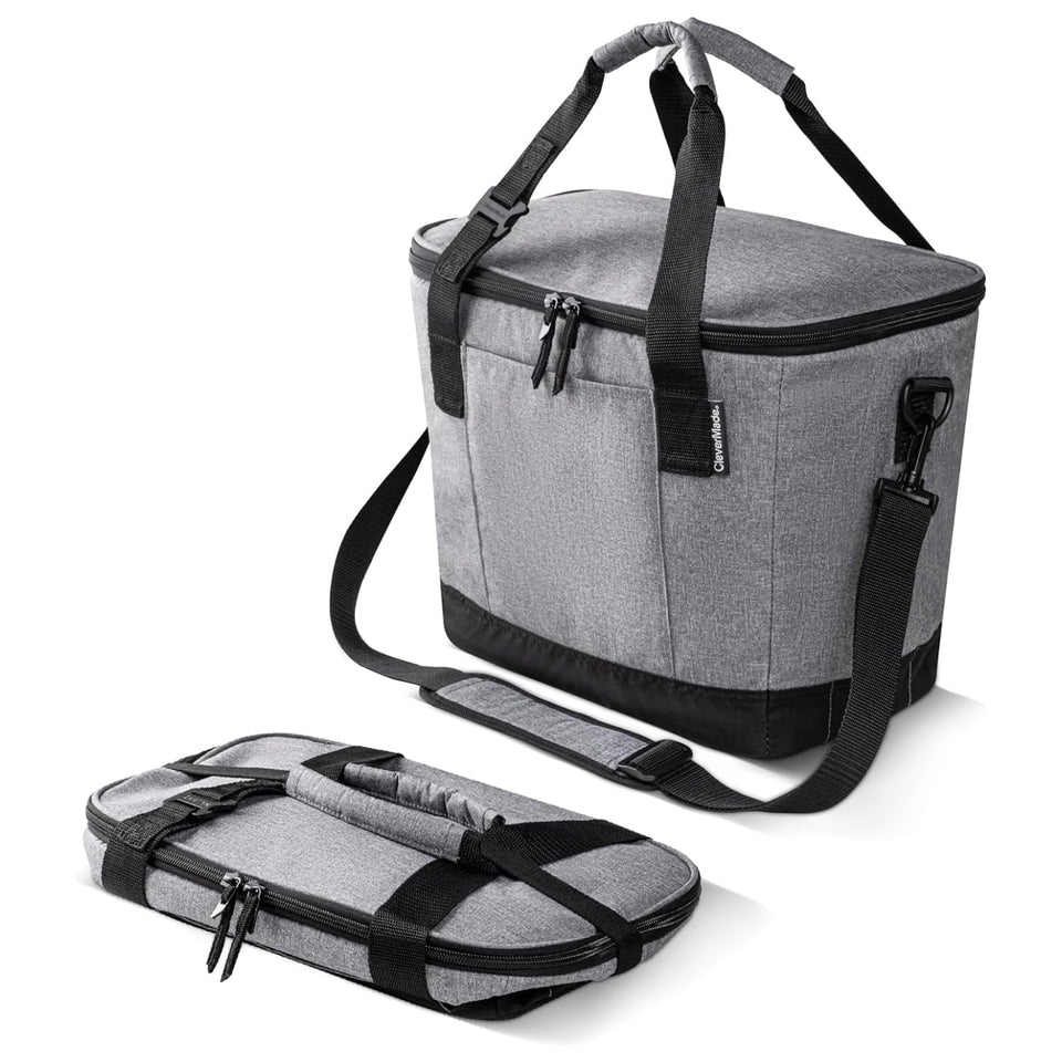 CleverMade Tahoe collapsible cooler folded for compact storage and portability.