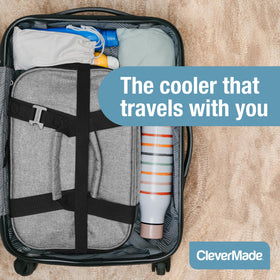 CleverMade Tahoe travel-strap and front pocket for essentials.