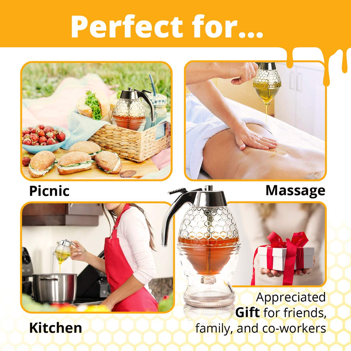 CLEVLI 8oz honey dispenser compact and space-saving.